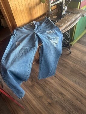 Relaxed Fit Distressed Blue Jeans - Casual Everyday Style